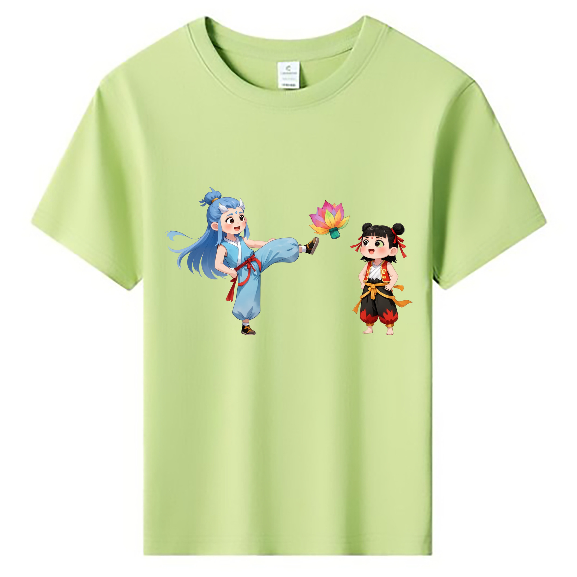 （画像用） Ne Zha 2 ナタ 魔童の大暴れ 綿100％キッズTシャツ（フロントプリント）